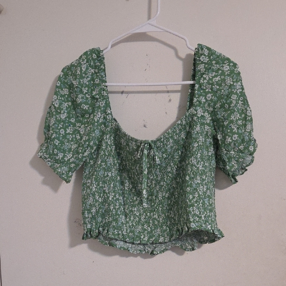 Elegant Green Floral Blouse